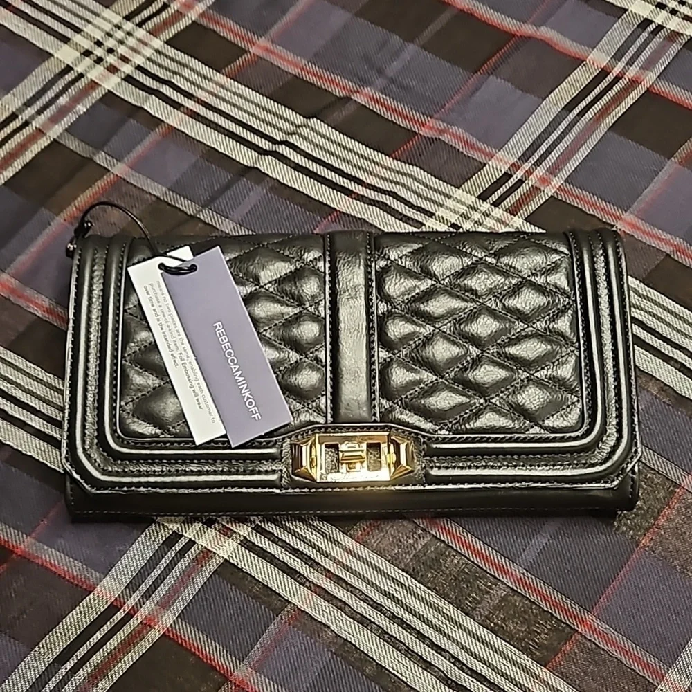 💕REBECCA MINKOFF💕 Black Quilted Love Clutch NWT